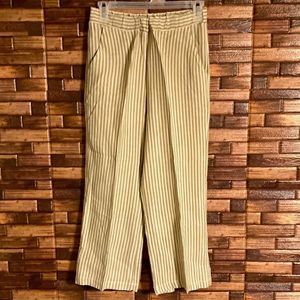 Womens XS Knot Sister Linen Brown & Tan Cropped Pants